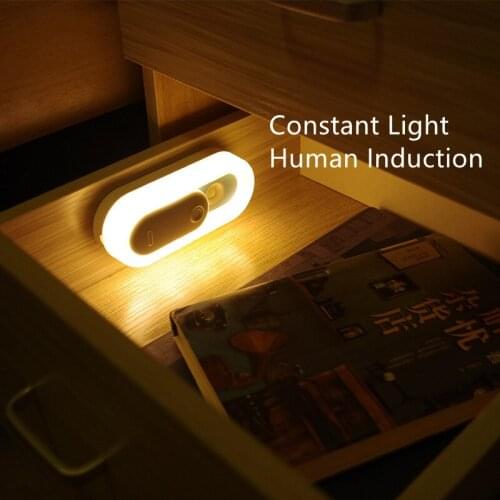 Motion Sensor LED Lamp Night Light USB Rechargeable Wall Lamp Wireless PIR LED Cabinet Light 5V Bedroom Bedside Stairs Lighting
