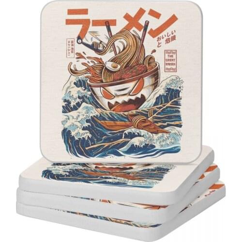 The Great Ramen Off Kanagawa Diatomaceous Earth Square Round Shape Coaster Multifunction Cup Bonsai Mat Soap Toothbrush Pad 10