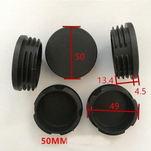 Black External Diameter 50mm Round Tube Inner Plug Furniture Plastic Pipe Plug Mat Dustproof Cover 20pcs