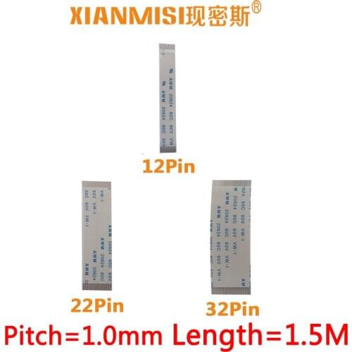 FFC/FPC Flat Flex Extension Cable 12Pin 22Pin 32Pin Same Side 1.0mm Pitch AWM VW-1 20624 20798 80C 60V Length 1.5Meter 5PCS