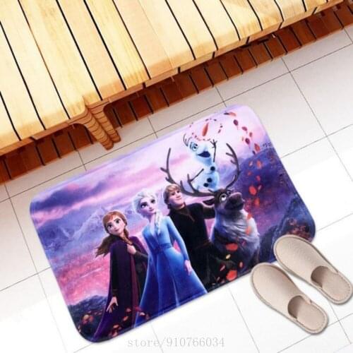 Frozen Elsa Anna Flannel Bath Mat Bath Rug Absorbent Soft Bathroom Rugs Carpet for Shower Tub Bedroom Entry Machine Washable