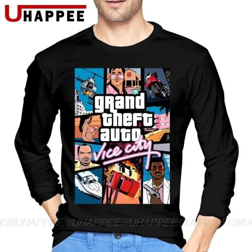 Mens Grand Theft Auto Vice City T Shirt GTA GAME Autumn Long Sleeve Custom Big Size Undershirt Stylish T Shirts Men Promotion