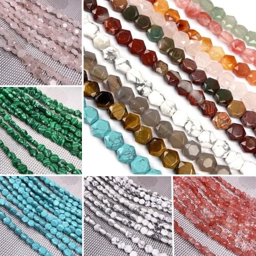 Natural Stone Faceted Beads Agates Crystal Quartz Loose Spacer Beads for Jewelry Making DIY Charm Necklace Bracelet 8x8x4mm