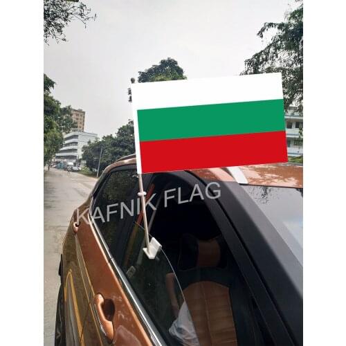 KAFNIK,30*45CM Bulgaria Window Car Flags and Banners Countries World Custom Flags with 43/52cm flagpole for car decoration