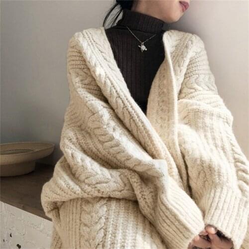 NEW Women Korean Style Casual Long Sweater Cardigan Soft Comfortable Solid Free Size Loose Long Sleeve Female Bat Sleeve Knitted
