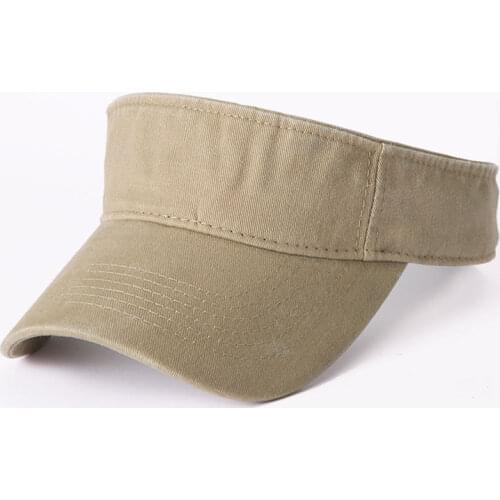 Vintage Washed 100% Cotton Sun Visor Cap Men Women Summer Outdoor Sport Golf Tennis Jogging Khaki Navy White Grey Dark Red