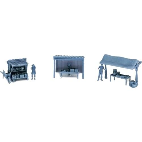 Outland Models Military Scenery Structure Fresh Food Market and Figures Set 1:64 S Scale