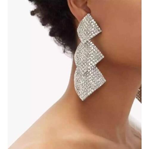 Fashion multi layer shiny Rhinestone Crystal womens Pendant Earrings Maxi party dress statement earrings jewelry accessories