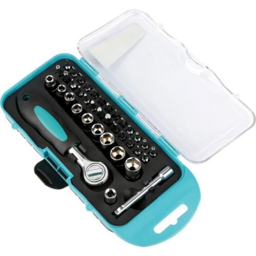 38pcs Ratchet Screwdriver Kit Multi-functional Ratchet Screwdr Wrench Socket Screwdriver Bit Set Universal Head Automotive Tools