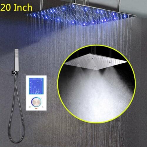 Mist Bathroom Shower head 20" LED Rainfall Shower Set 16" Digital LCD Shower Thermostat Mixer Faucet Touch Control Intelligent