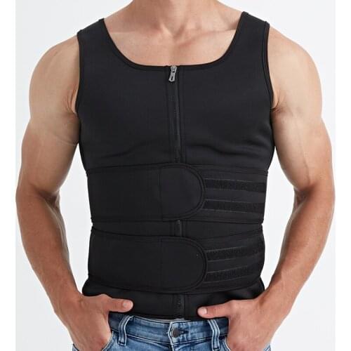 Neoprene Sweat Vest for Men Waist Vest Adjustable Workout Body Shaper with Double Zipper for Sauna Suit for Men