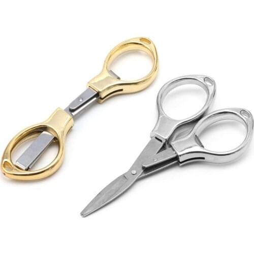 Stainless Steel Mini Folding Scissors Keychain Fishing Scissor Cutter Camping
