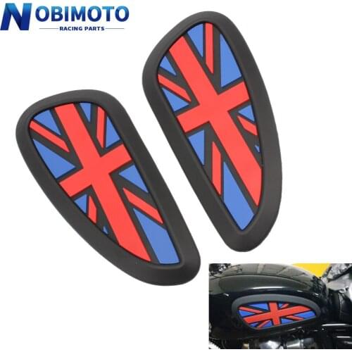 NobiMotor Motorcycle Fuel tank Rubber Sticker Cafe Racer Gas Protector Sheath Knee Tank pad Grip Decal the Union Jack Logo