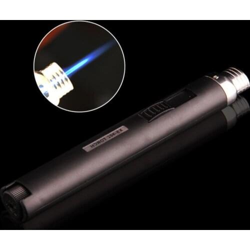 New Type Fixed-Fire Welding Torch Lighter Blue Flame Creative Windproof Butane Gas Turbo Lighter Cigarette Cigar Accessories