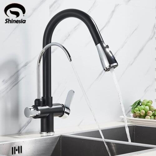 Shinesia Purified Kitchen Faucet 360 Degree Rotation Hot Cold Water Deck Mounted Pure Water Chrome Filter Sinks Mixer Tap