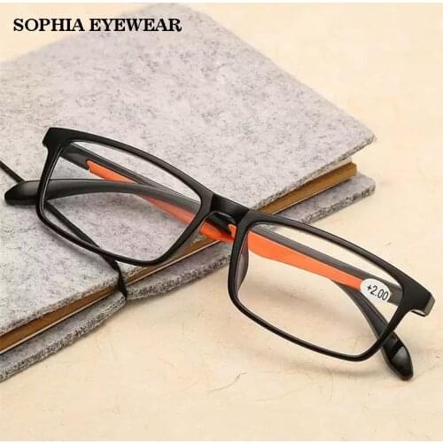 Sophia Square TR90 Reading Glasses Ultralight Clear Lens Presbyopic Eyewear Sport Hyperopia Eyeglasses For Men&Women +2+3.5+4