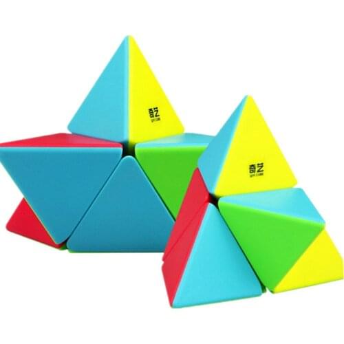 QiYi MoFangGe 2x2 Pyramid Cube 2x2 Magic Cube Stickerless Speed Cube Toys for Children