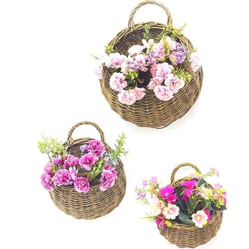 Flower Planter Wall Hanging Wicker Rattam Basket Garden Vine Pot Plants Holder