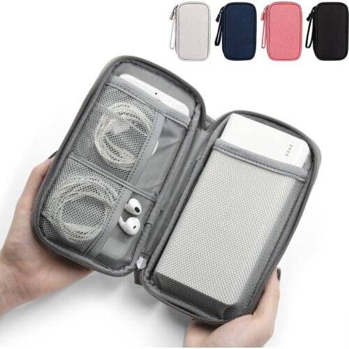 Portable Storage Bag for Power Bank Digital Cable Case Earphone Oxford Cloth Earphone Phone Holder Case for Travel Bag