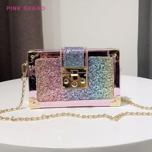 Pink Sugao women purse bags for women 2019 bling crossbody bags for women high quality purses and handbags shoulder bag chain