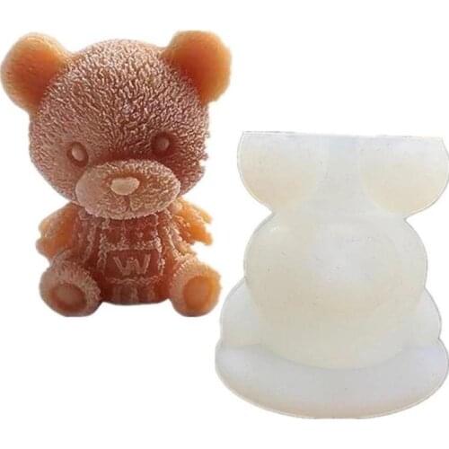 Silicone Mold Cute Bear Shape Ice Cube Maker Chocolate Cake Mould Candy Dough Mold For Coffee Milk Tea Fondant Whiskey Ice Mold