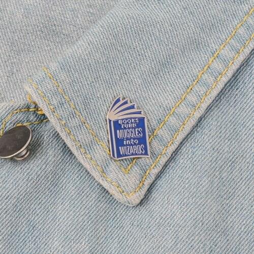 Blue Books Enamel Pin Brooches Fashion Quote Book Metal Brooch Knowledge is power Pins Badge Gift for Student Reader Children