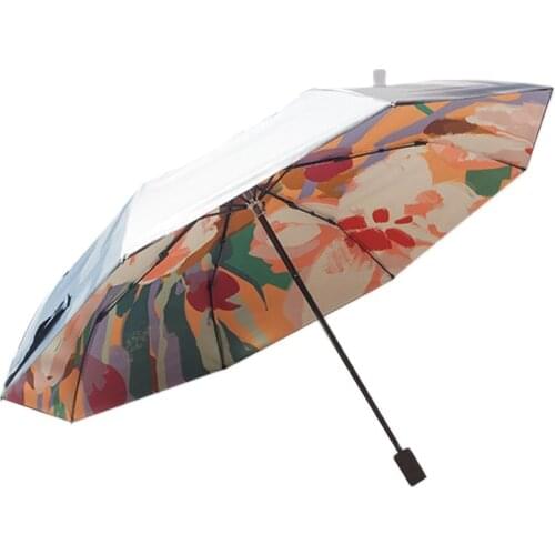 Folding Oil Painting Umbrella Female Windproof Paraguas Van Gogh Oil Painting Umbrella Rain Women Quality Umbrellas Anti UV Par