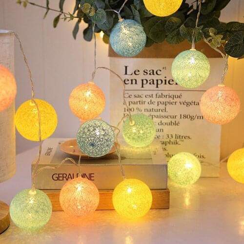 LED String Lights Christmas Fairy Light Ball Cotton Decoration String Light Hanging String Lamp For Wedding Garden Xmas Party