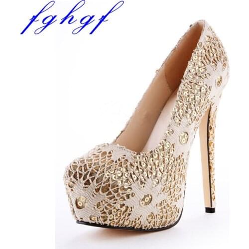 FGHGF 2019 Pumps Shoes Womens 16cm Heel 5cm Platform Inside Waterproof Spike Shoes Sexy Stiletto Wedding Shoes Plus Size 11.5