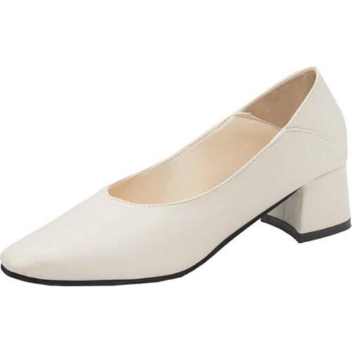 Pumps Women Shoes Women PU Slip On 5CM Square Toe Dress Office & Career Sexy Party Wedding Comfortable Shallow 2020 Blue White