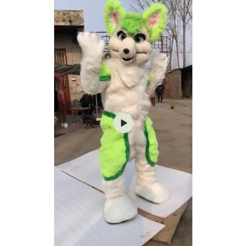 Green Husky Dog Costume Fursuit Cosplay Animal Party Fancy Dress Carnival Birthday Gift