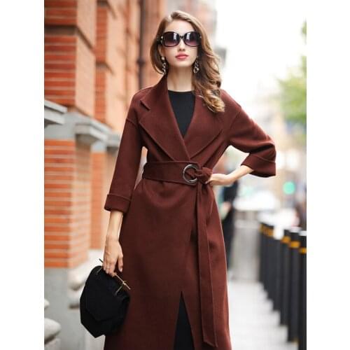 100% Real Wool Female Jacket Spring Autumn 2021 Long Slim Double-sided Woolen Cloth Elegant Womens Coats Cappotto Donna Zjt2053