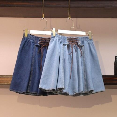 Zoki Plus Size Women Denim Skirt Fashion Elastic High Waist A Line Jeans Mini Skirt Korean Loose Summer Faldas Mujer Moda 2020