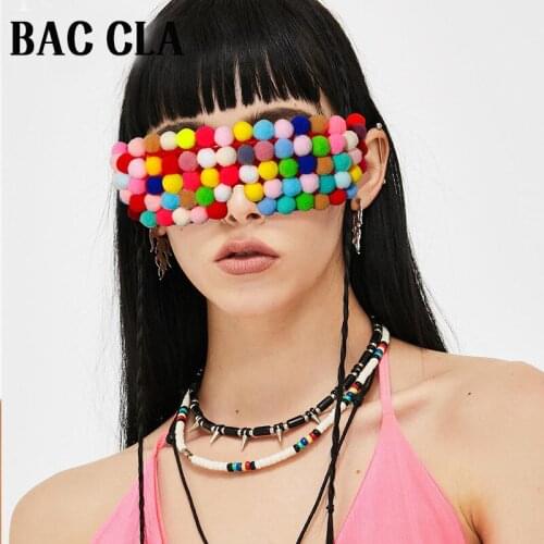 2020 Winter Ladies Romantic Pompon Ball Punk Glasses Women Luxury Fashion Oversized Steampunk Goggle Sunglasses Colorful Shades
