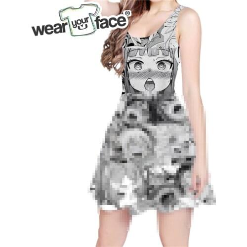 Funny Shy Girl Face 3D All Over Print Skater Dress Hentai Manga Streetwear Harajuku Women Clothes Casual Bodycon Sexy Dress