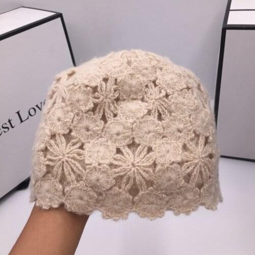 Winter hat for women female fashion age season female hollow out lace knitting hat ins skullies beanies