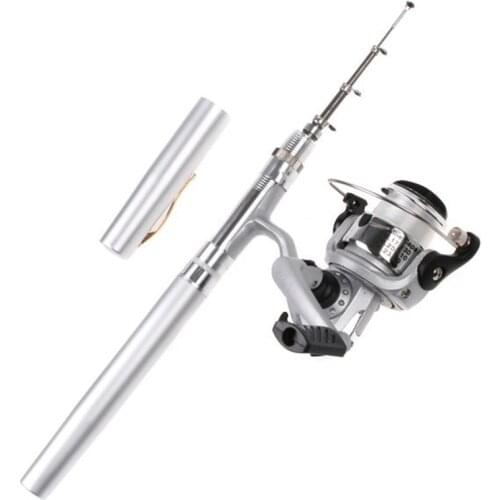 1m Portable Fishing Rod Combo Set Pen mini fishing rod set for river lake sea fishing 1set=rod pen+spinning reel