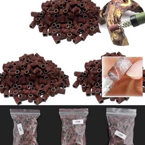 100Pcs Sanding Buffer Band Drill File Machine Bits Grinding Ring Nail Art Tool