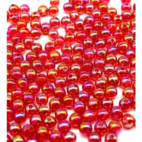 1500pcs Round Red AB Acrylic Beads - 8mm - Spacer Beads