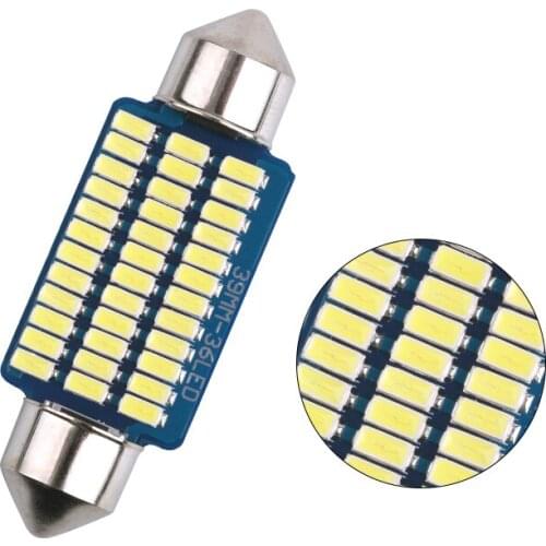 1X Festoon C5W C10W Light Car LED Interior Reading Light Ice Blue Warm White 6000K 31/36/39/41mm Car Trunk Dome Lamp 12V Diode