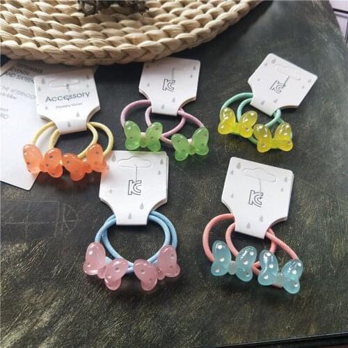 2PCS New White Dot Bowknot Princess Headwear Kids Lovely Elastic Hair Bands Children Ropes Girls Accessories Baby Headdress