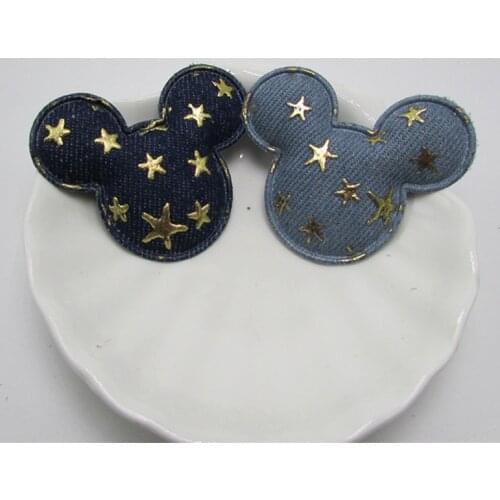 5.5x5cm Kawaii Denim Cat Head Padded Appliques for DIY Children headwear Accessories, DIY patches Baby Garment Accessories