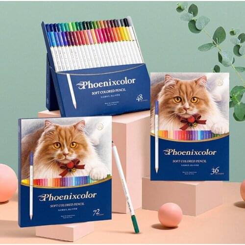 36/48/72 Color Oily Color Lead Set Childrens Sketch Painting Boxed Brushes Student Art Drawing Colored Pencils