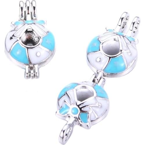 5pcs Christmas Bell Fine Pearl Cage Locket Pendant Jewelry DIY Bead Cage Aromatherapy Essential Oil Diffuser Oyster Pearl