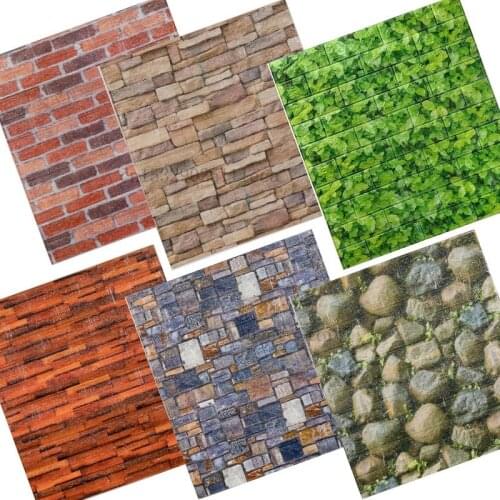 70x77cm Mosaic Bricks Wall Sticker Self-adhesive Bath Kitchen PVC Wall Tile Sticker Stone Brick Wall Stickers Home Decor