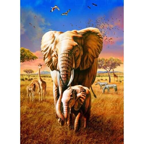 Diamond painting Forest elephants 5D Diy Diamond Drawing crafts Needlework round diamond Mosaic pasted Diamond embroidery SY