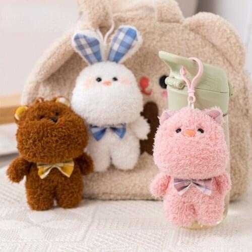 Hairy Rabbit Keychain Stay Cute Rabbit Scarf Keychain Accessories Womens Bags Plush Key chain Friends Holiday Gift Keychain
