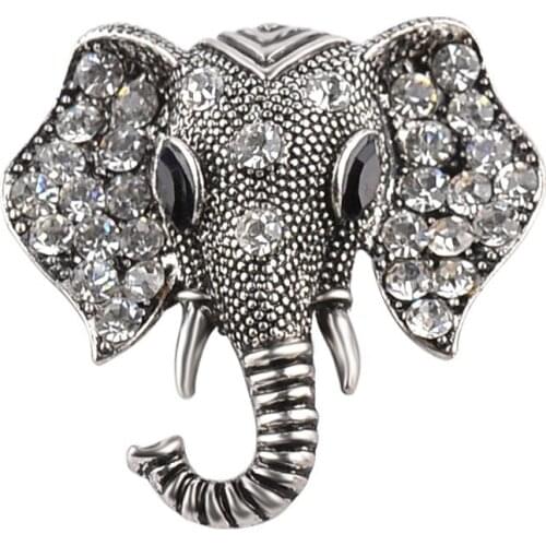 Trendy High Quality Gothic Rhinestone Elephant Brooch Unisex Enamel Crystal Animal Lapel Shawl Badge Pin Jewelry Decoration Gift