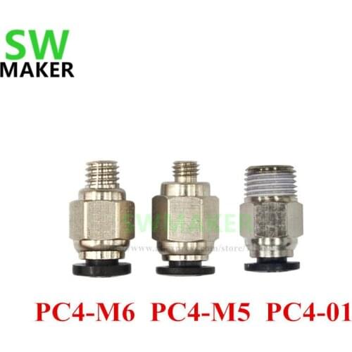 1pcs PC4-M6 PC4-M5 PC4-01 straight-through type pneumatic push pipe fittings 3D printer quick connector for PTFE penetr