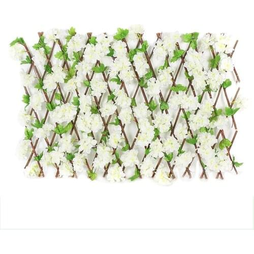 Wooden Privacy Fence With Artificial Flower Leaves Garden Decoration Screening Expanding Trellis Privacy Screen Fence dropship